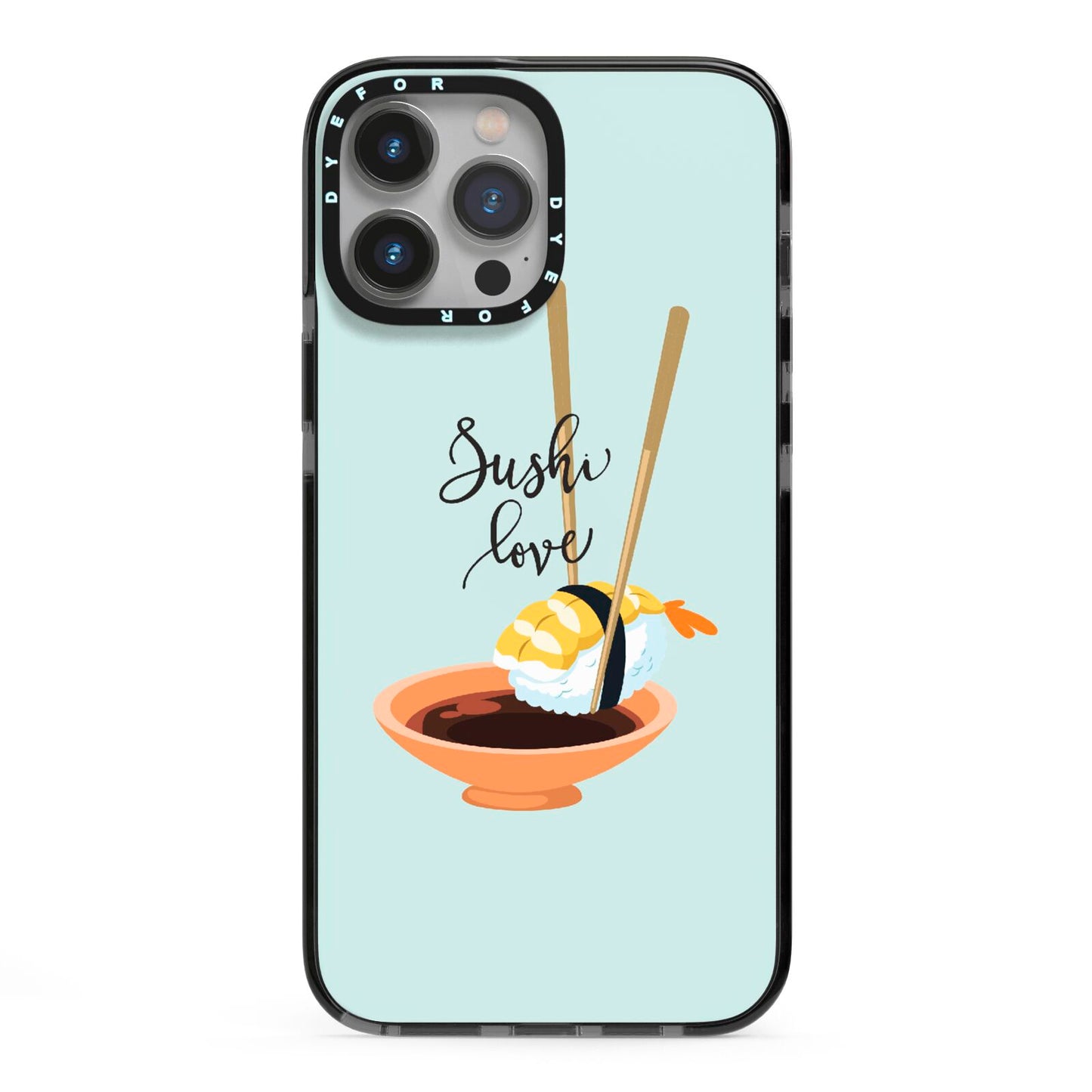 Sushi Love iPhone 13 Pro Max Black Impact Case on Silver phone