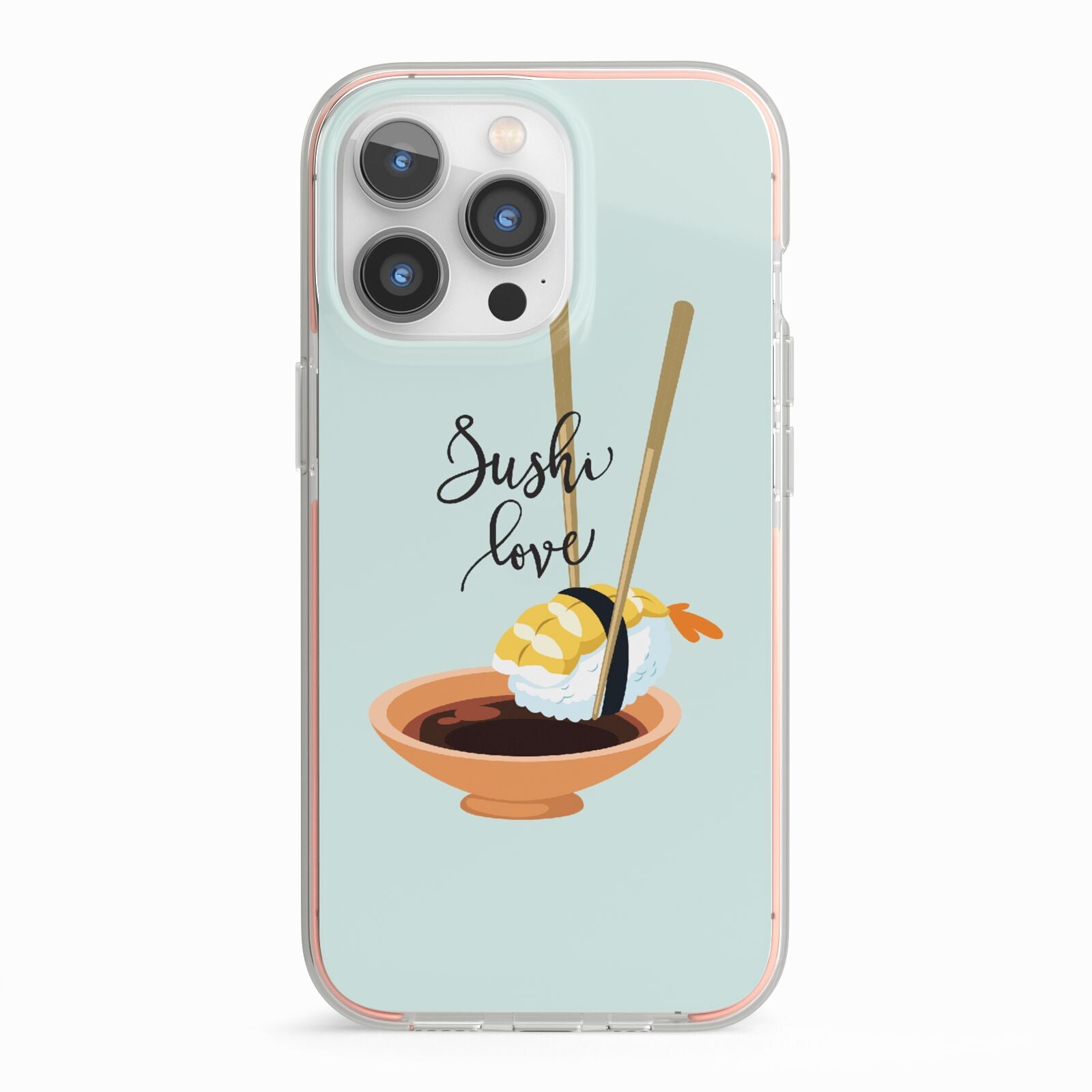 Sushi Love iPhone 13 Pro TPU Impact Case with Pink Edges