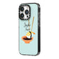 Sushi Love iPhone 14 Pro Black Impact Case Side Angle on Silver phone