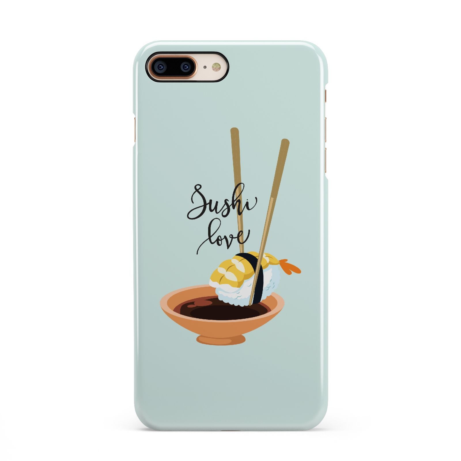 Sushi Love iPhone 8 Plus 3D Snap Case on Gold Phone