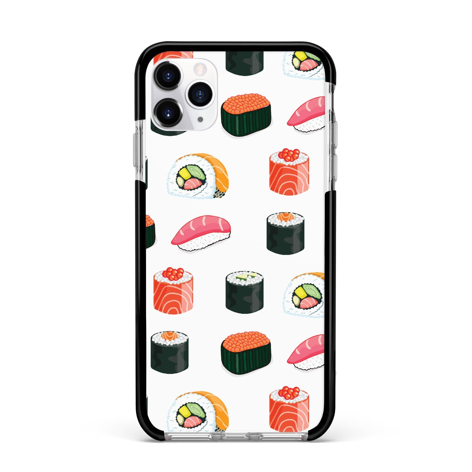 Sushi Pattern 1 Apple iPhone 11 Pro Max in Silver with Black Impact Case