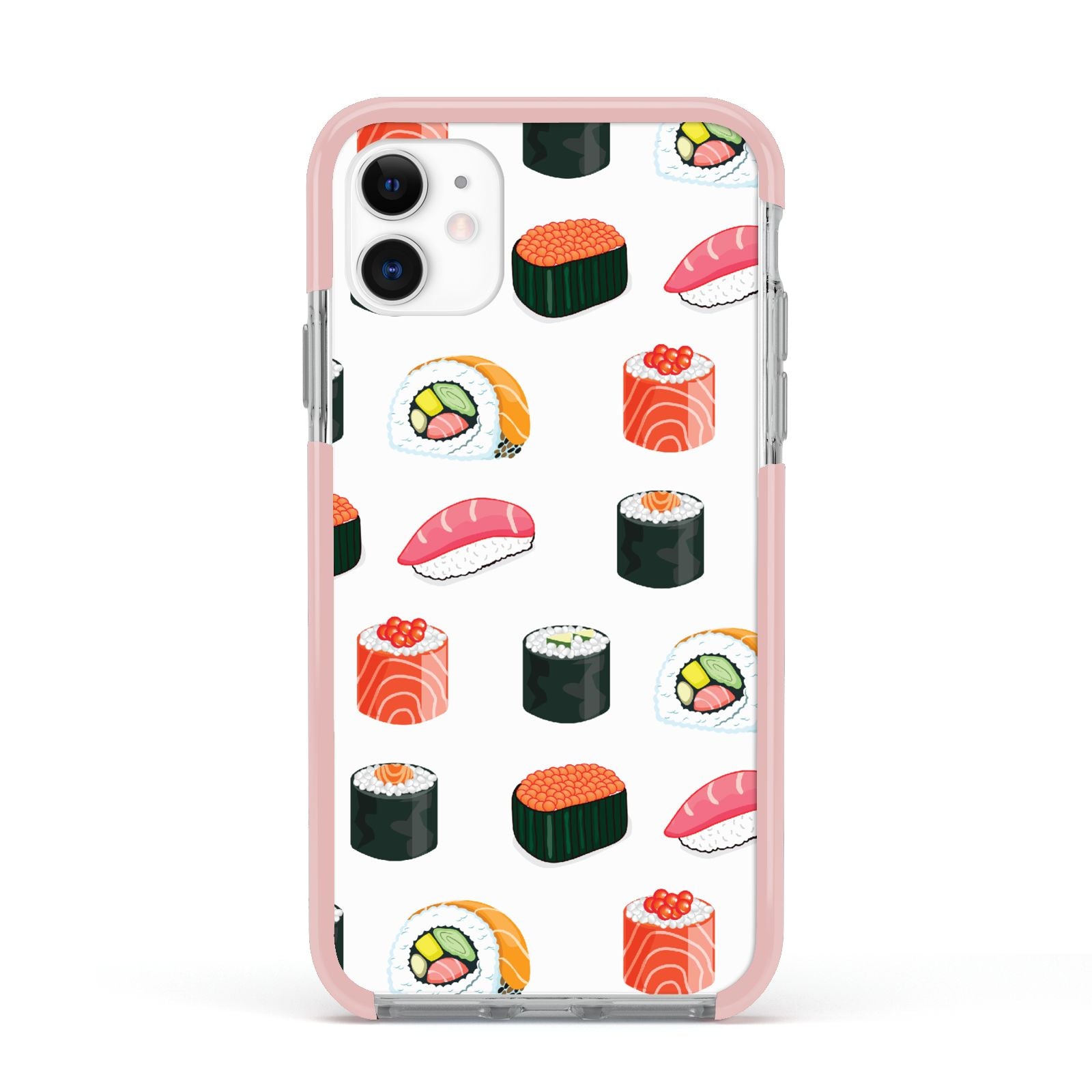 Sushi Pattern 1 Apple iPhone 11 in White with Pink Impact Case