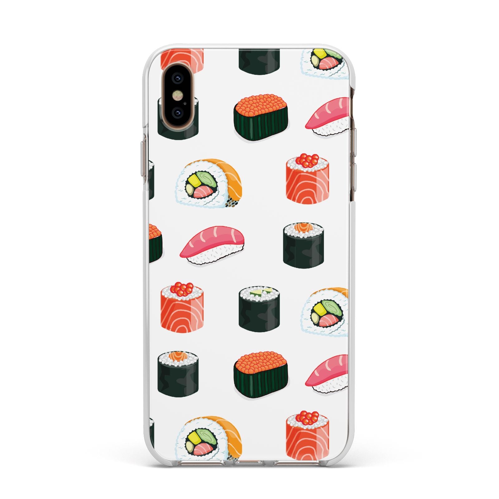 Sushi Pattern 1 Apple iPhone Xs Max Impact Case White Edge on Gold Phone