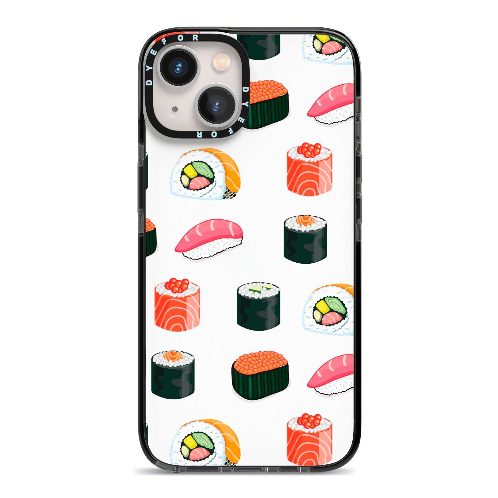 Sushi Pattern 1 iPhone 13 Black Impact Case on Silver phone