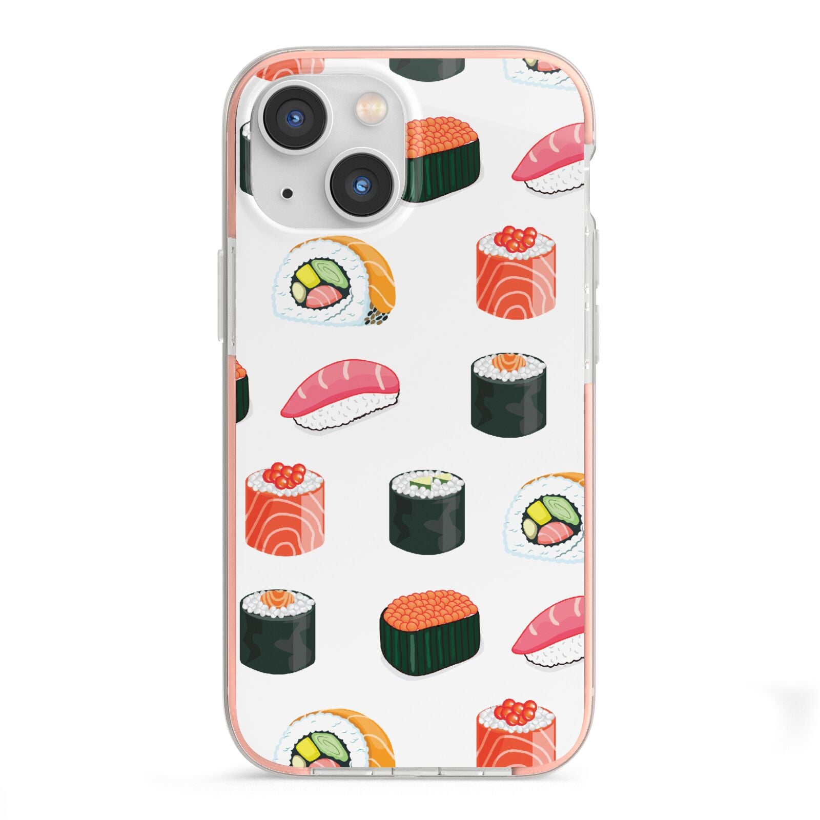 Sushi Pattern 1 iPhone 13 Mini TPU Impact Case with Pink Edges