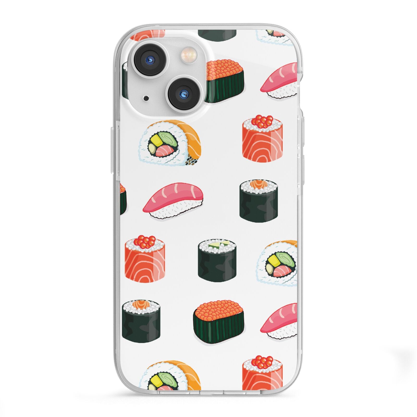 Sushi Pattern 1 iPhone 13 Mini TPU Impact Case with White Edges