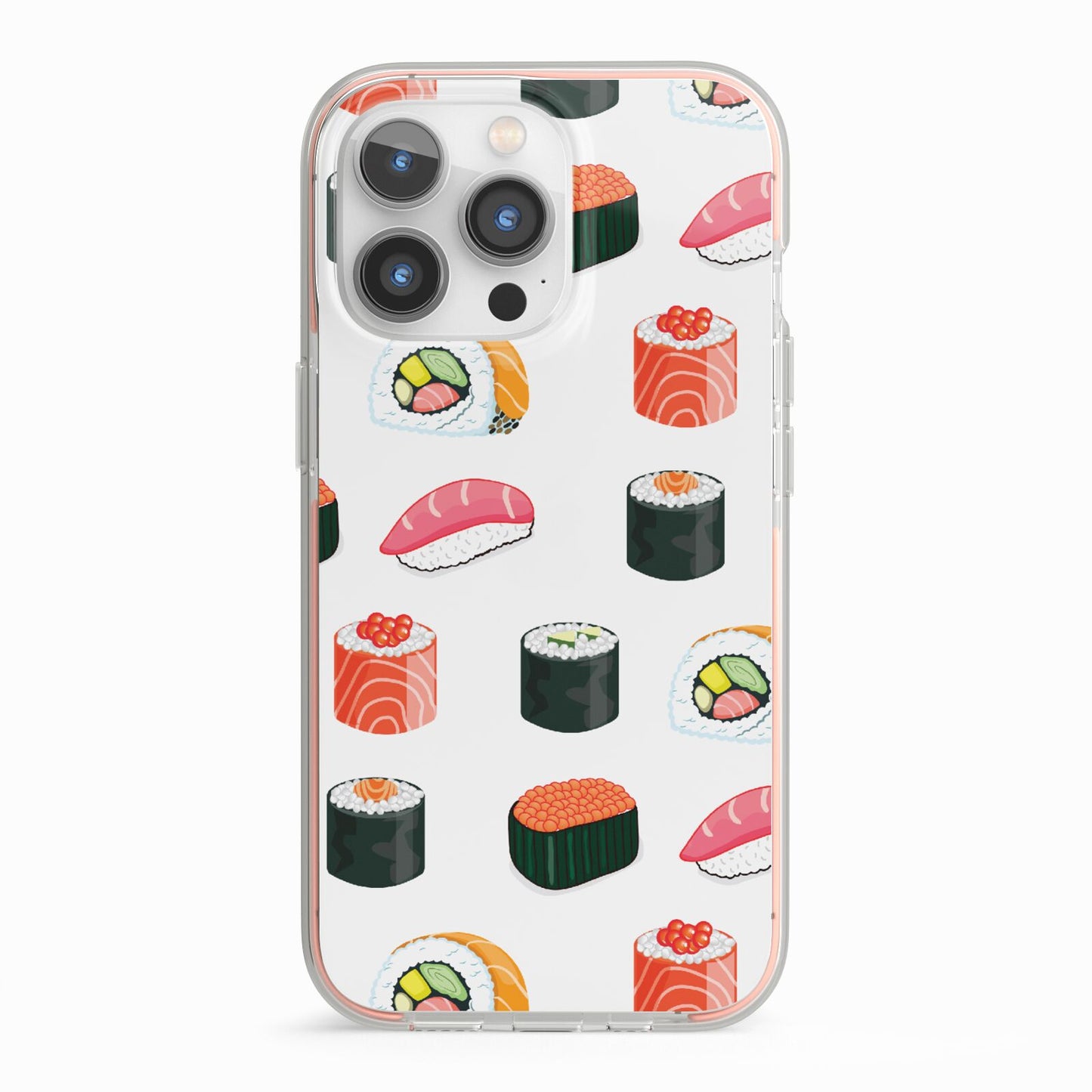 Sushi Pattern 1 iPhone 13 Pro TPU Impact Case with Pink Edges