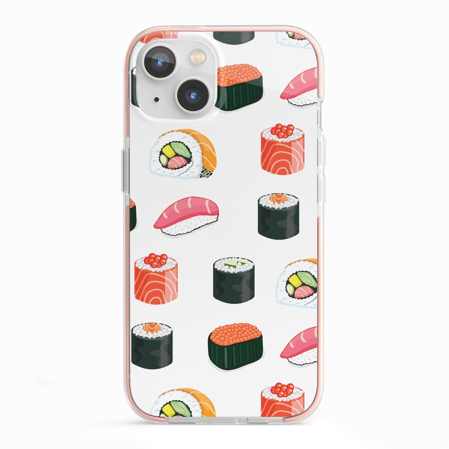 Sushi Pattern 1 iPhone 13 TPU Impact Case with Pink Edges