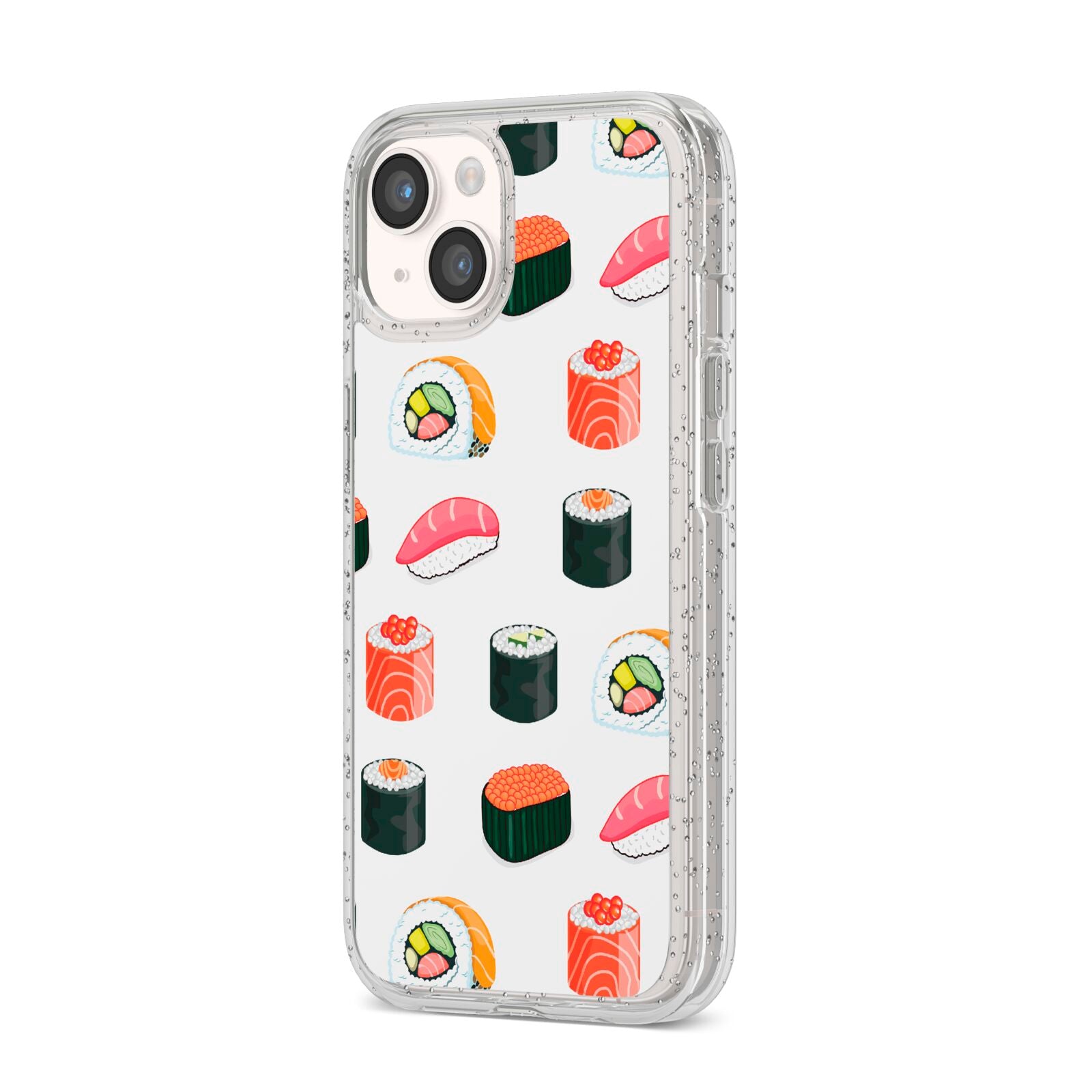 Sushi Pattern 1 iPhone 14 Glitter Tough Case Starlight Angled Image