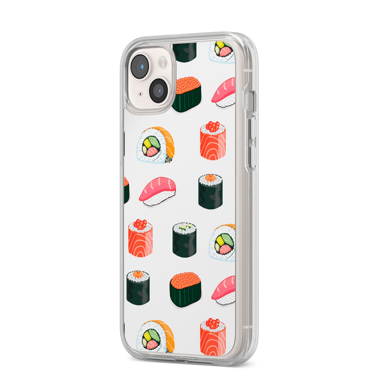 Sushi Pattern 1 iPhone 14 Plus Clear Tough Case Starlight Angled Image