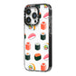 Sushi Pattern 1 iPhone 14 Pro Black Impact Case Side Angle on Silver phone
