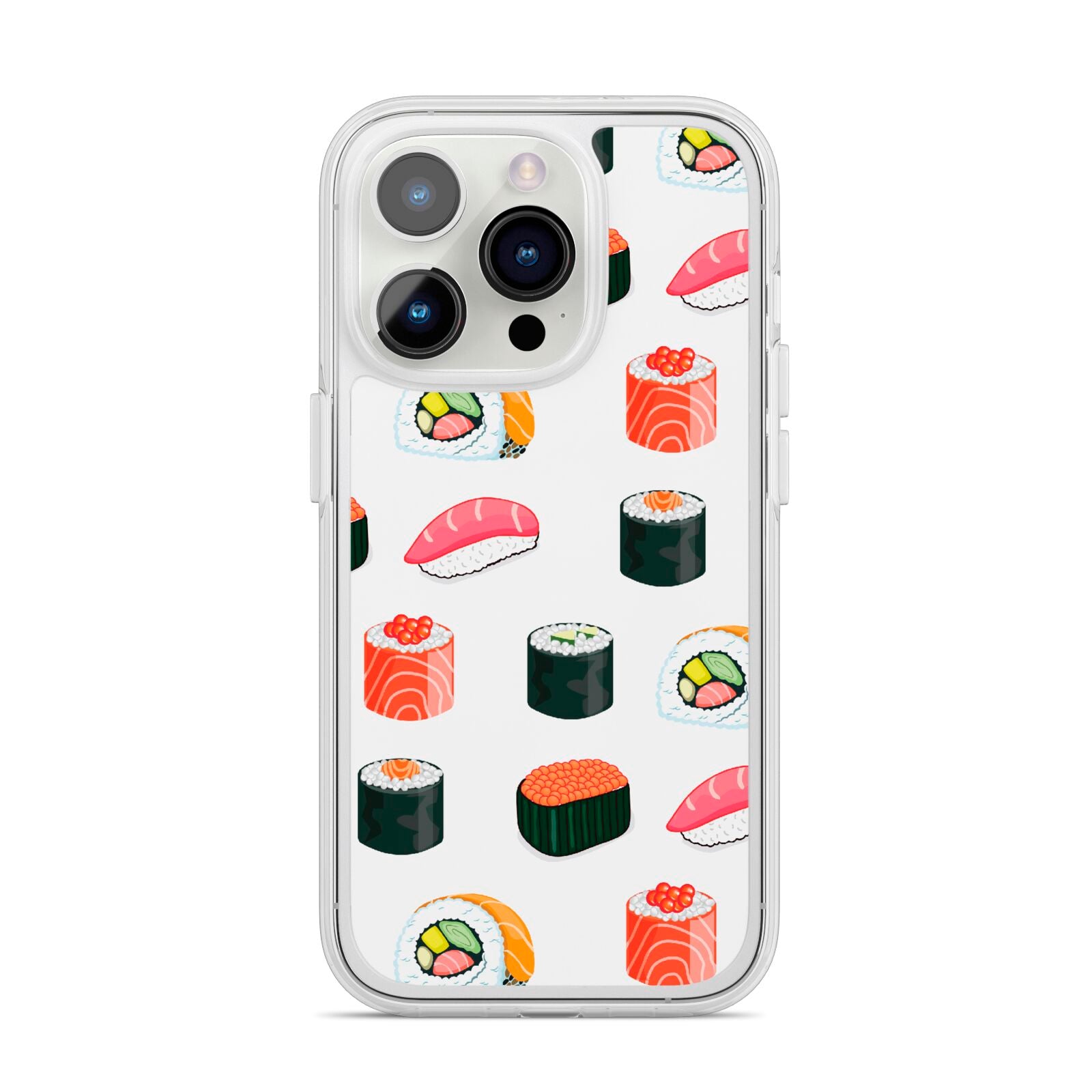 Sushi Pattern 1 iPhone 14 Pro Clear Tough Case Silver