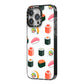 Sushi Pattern 1 iPhone 14 Pro Max Black Impact Case Side Angle on Silver phone