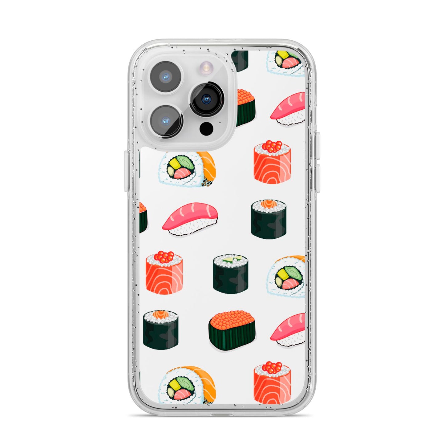Sushi Pattern 1 iPhone 14 Pro Max Glitter Tough Case Silver