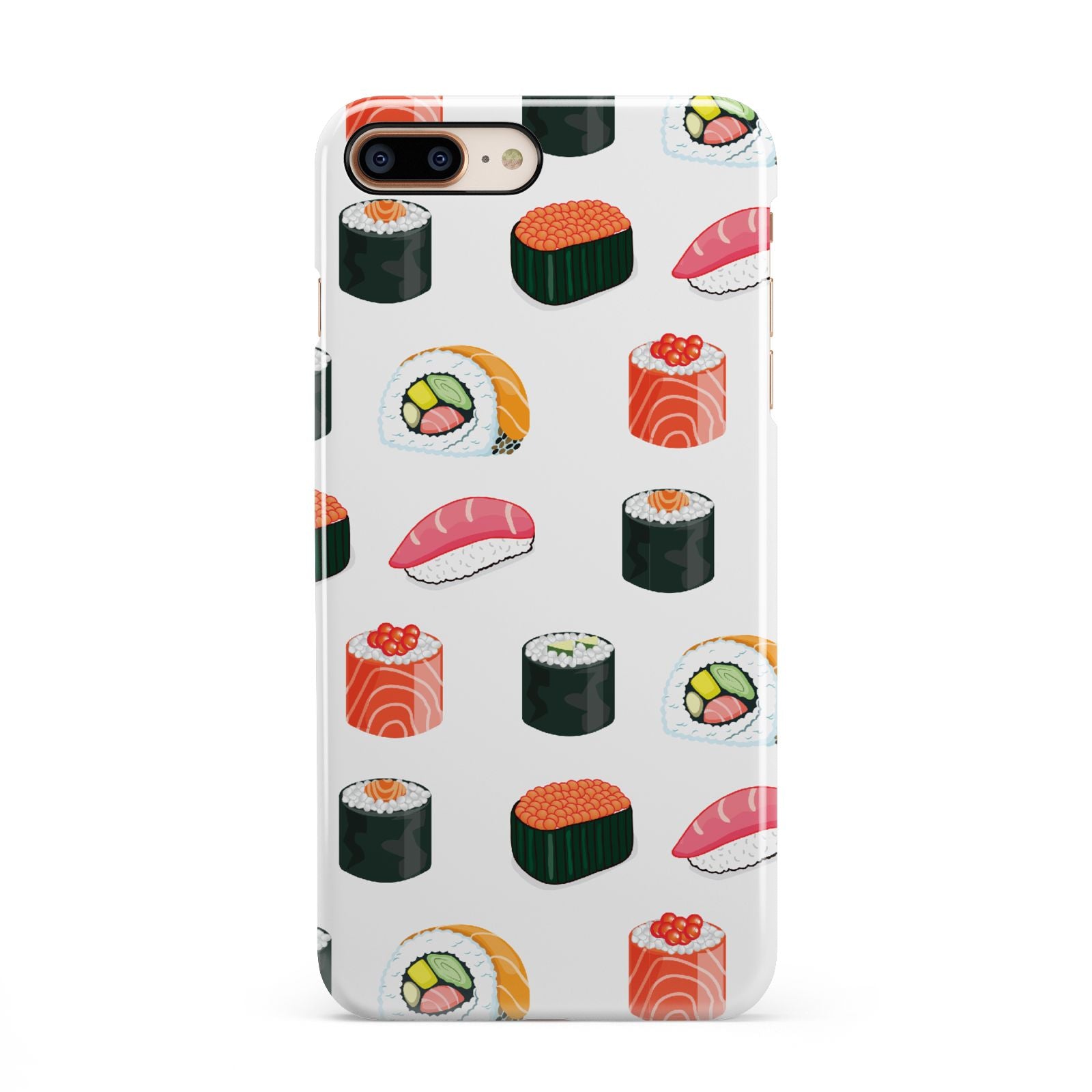 Sushi Pattern 1 iPhone 8 Plus 3D Snap Case on Gold Phone