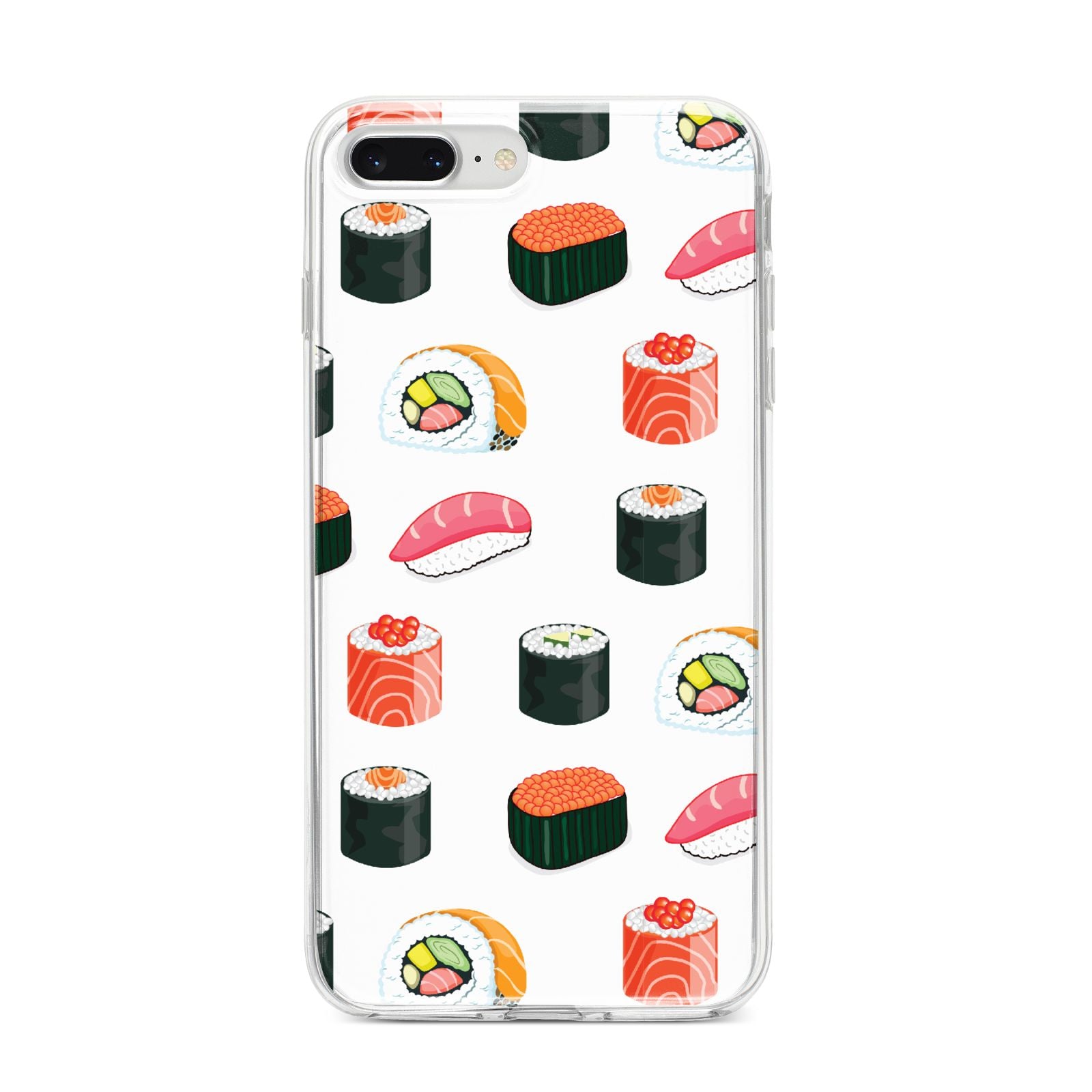Sushi Pattern 1 iPhone 8 Plus Bumper Case on Silver iPhone