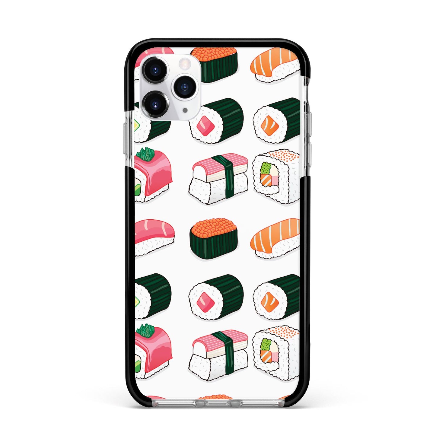 Sushi Pattern 2 Apple iPhone 11 Pro Max in Silver with Black Impact Case