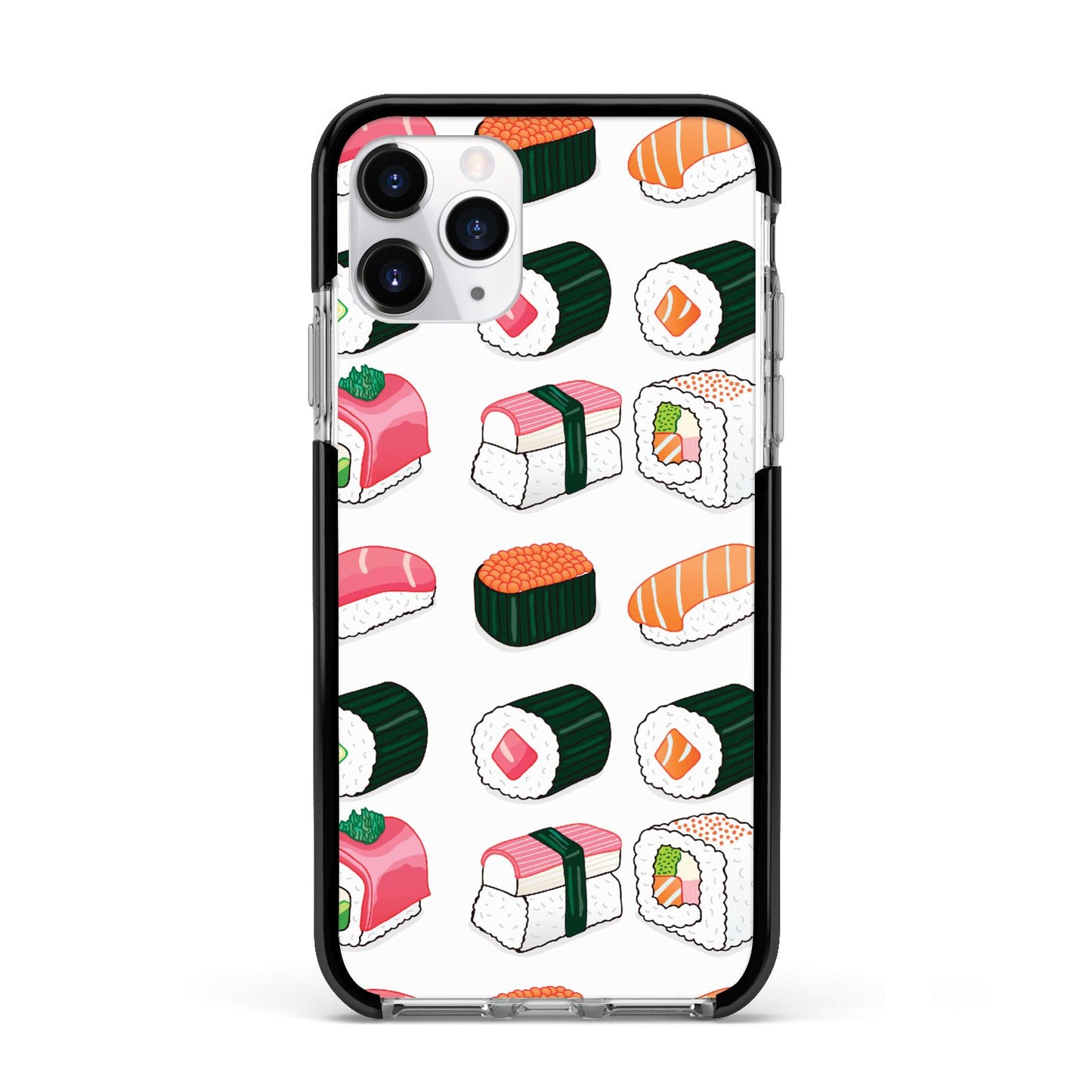 Sushi Pattern 2 Apple iPhone 11 Pro in Silver with Black Impact Case