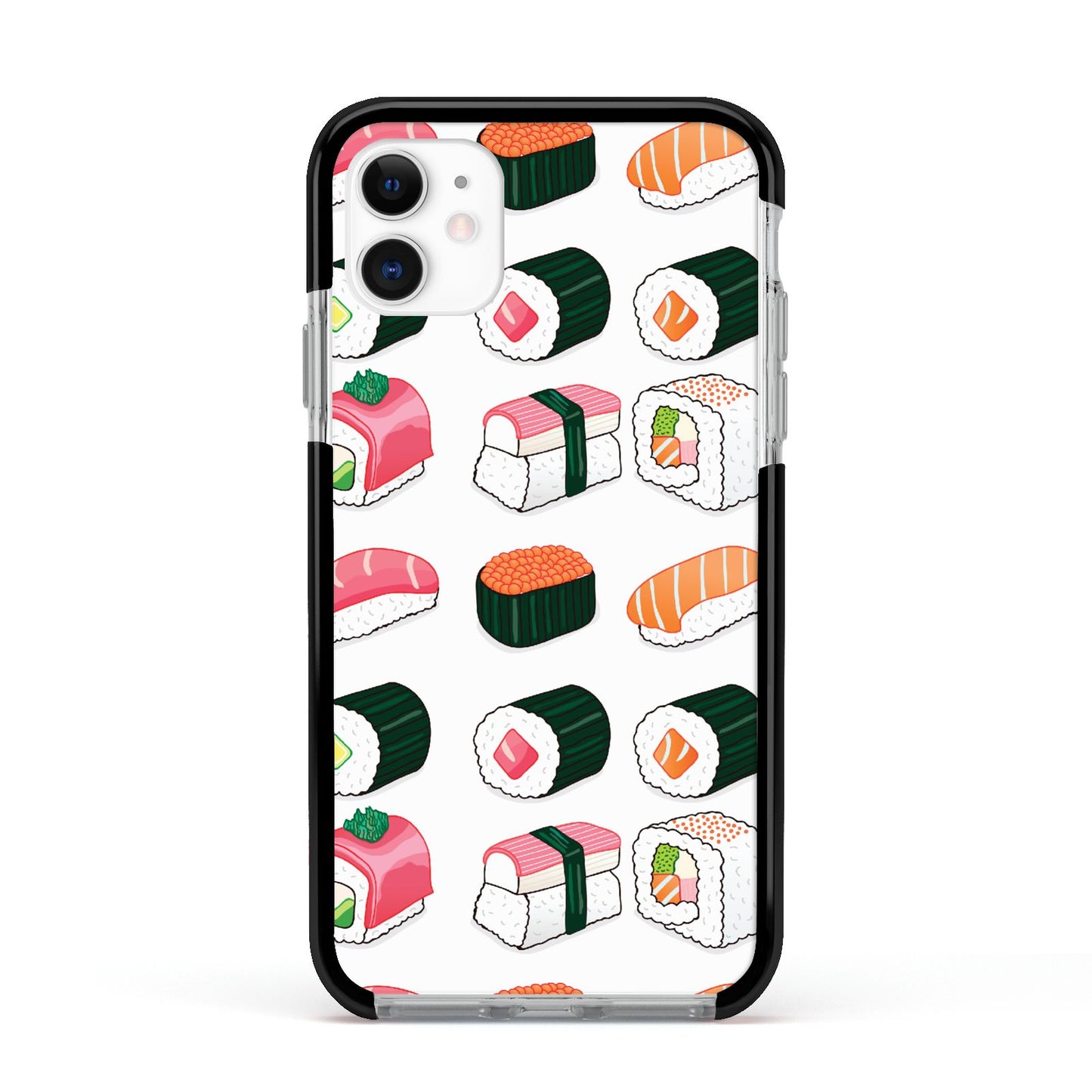 Sushi Pattern 2 Apple iPhone 11 in White with Black Impact Case