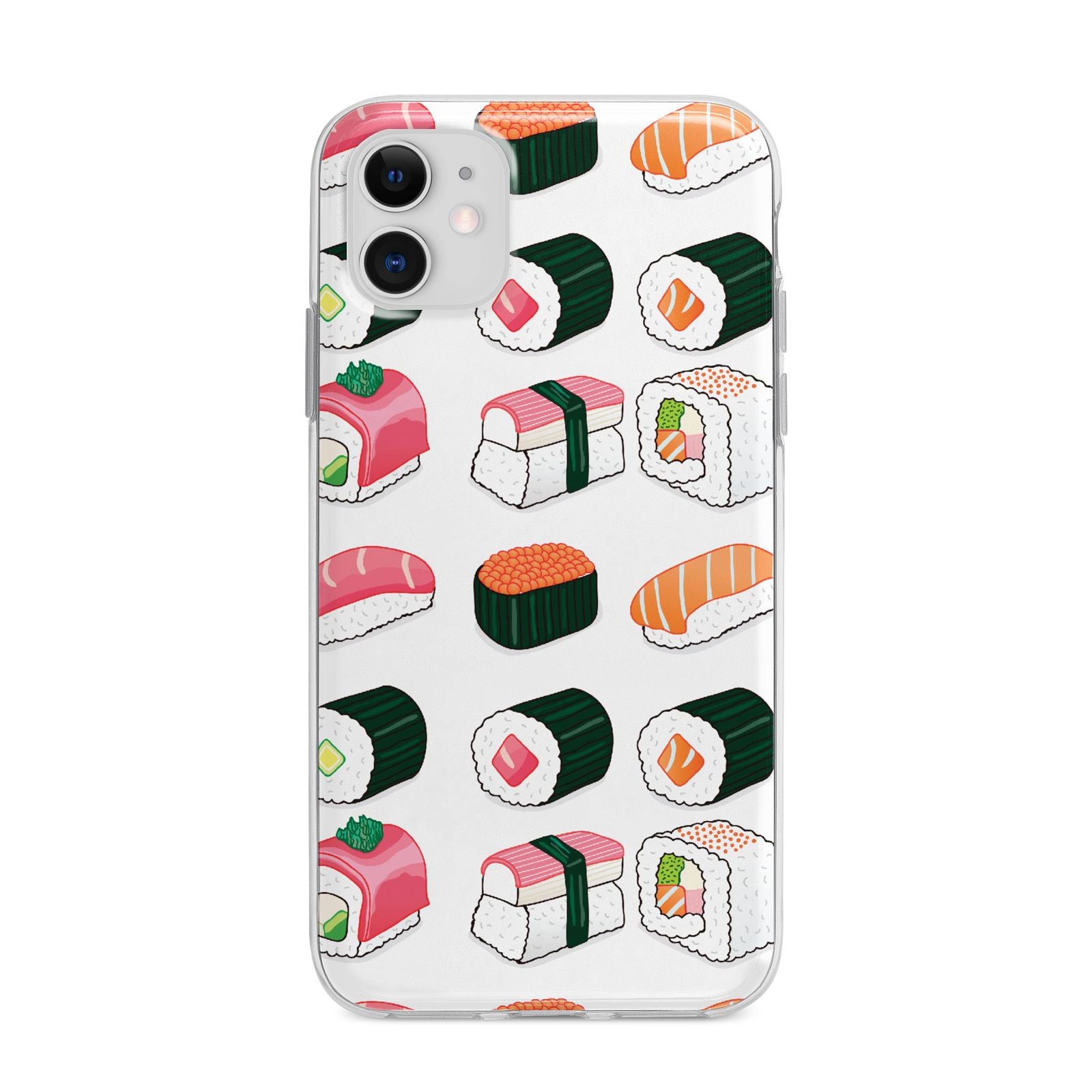 Sushi Pattern 2 Apple iPhone 11 in White with Bumper Case