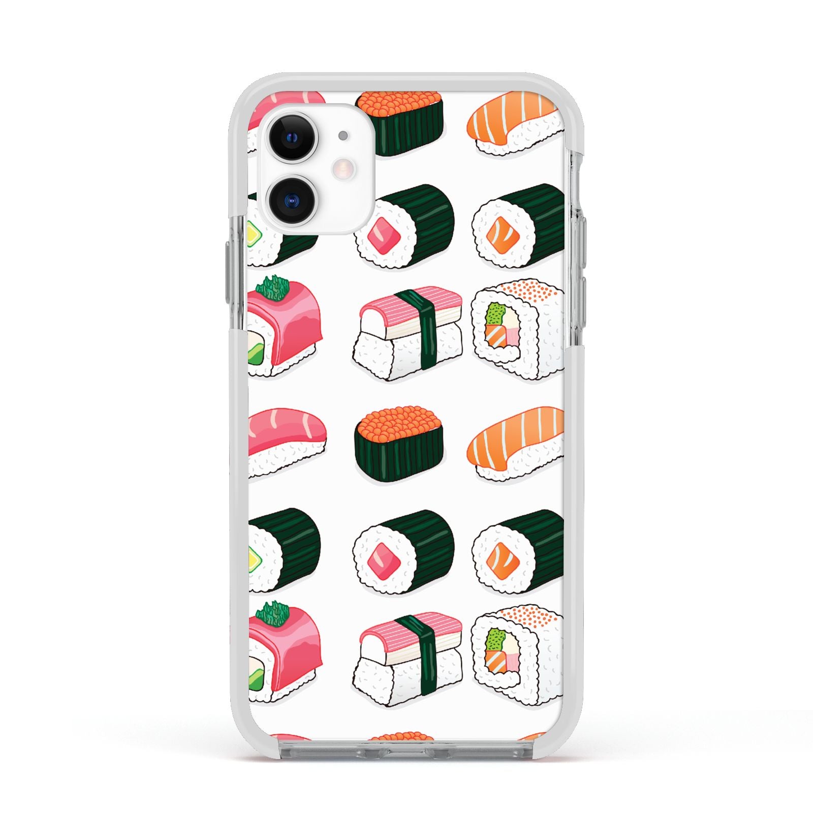 Sushi Pattern 2 Apple iPhone 11 in White with White Impact Case
