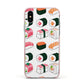 Sushi Pattern 2 Apple iPhone Xs Impact Case Pink Edge on Silver Phone