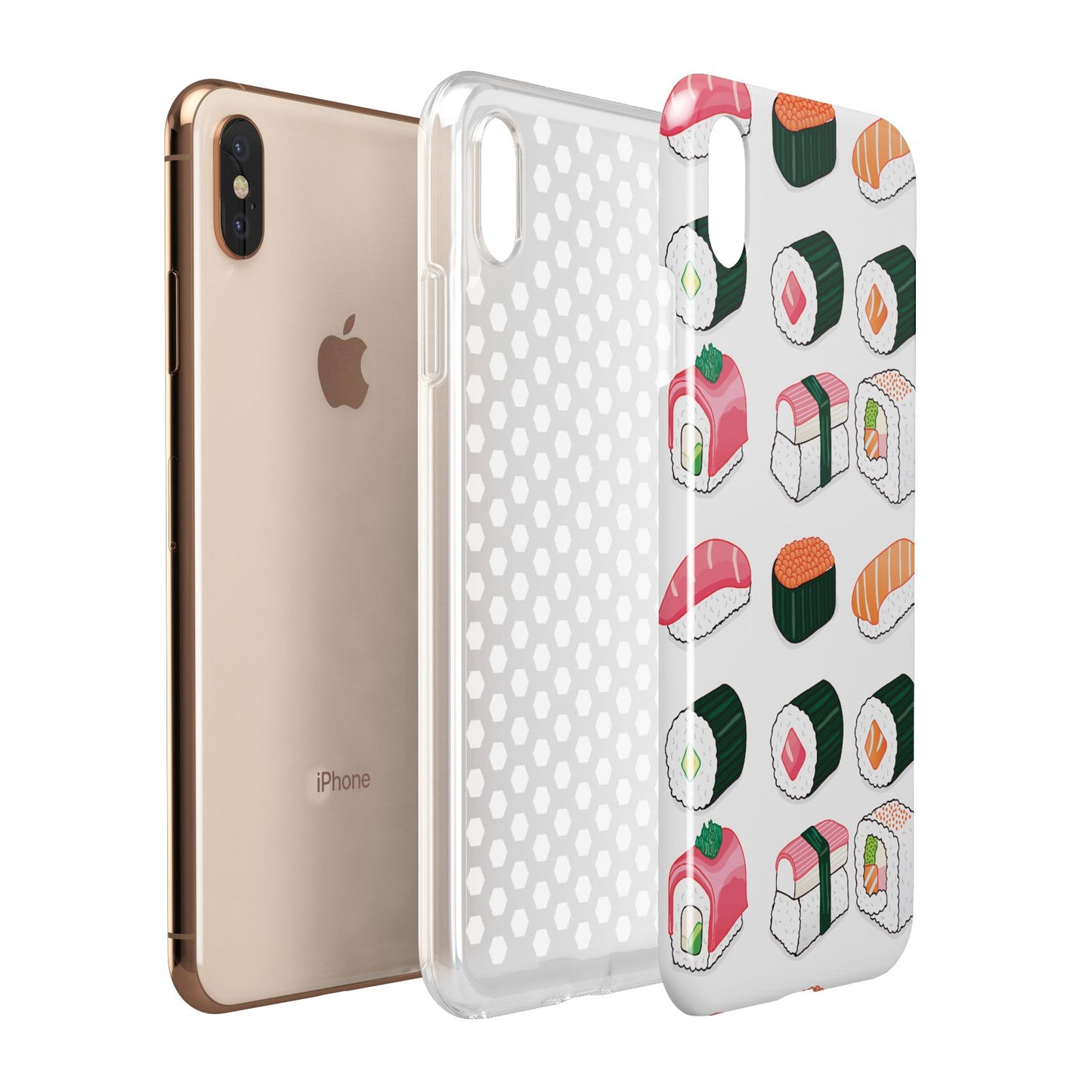 Sushi Pattern 2 Apple iPhone Xs Max 3D Tough Case Expanded View