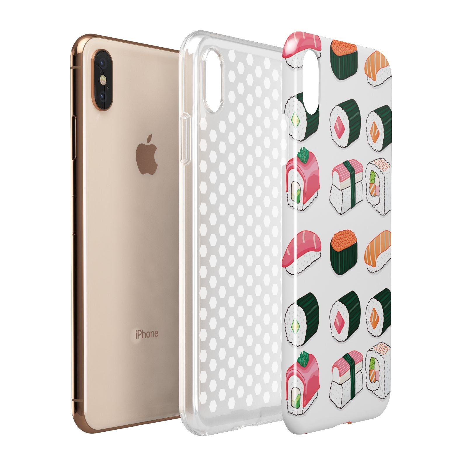 Sushi Pattern 2 Apple iPhone Xs Max 3D Tough Case Expanded View