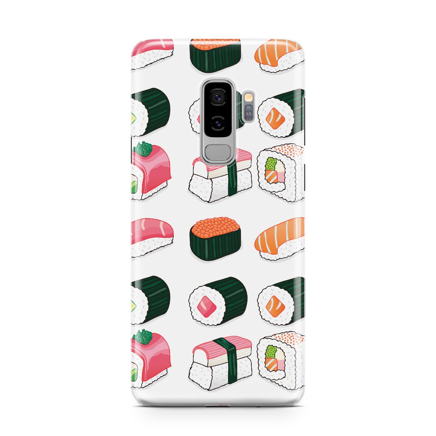 Sushi Pattern 2 Samsung Galaxy S9 Plus Case on Silver phone