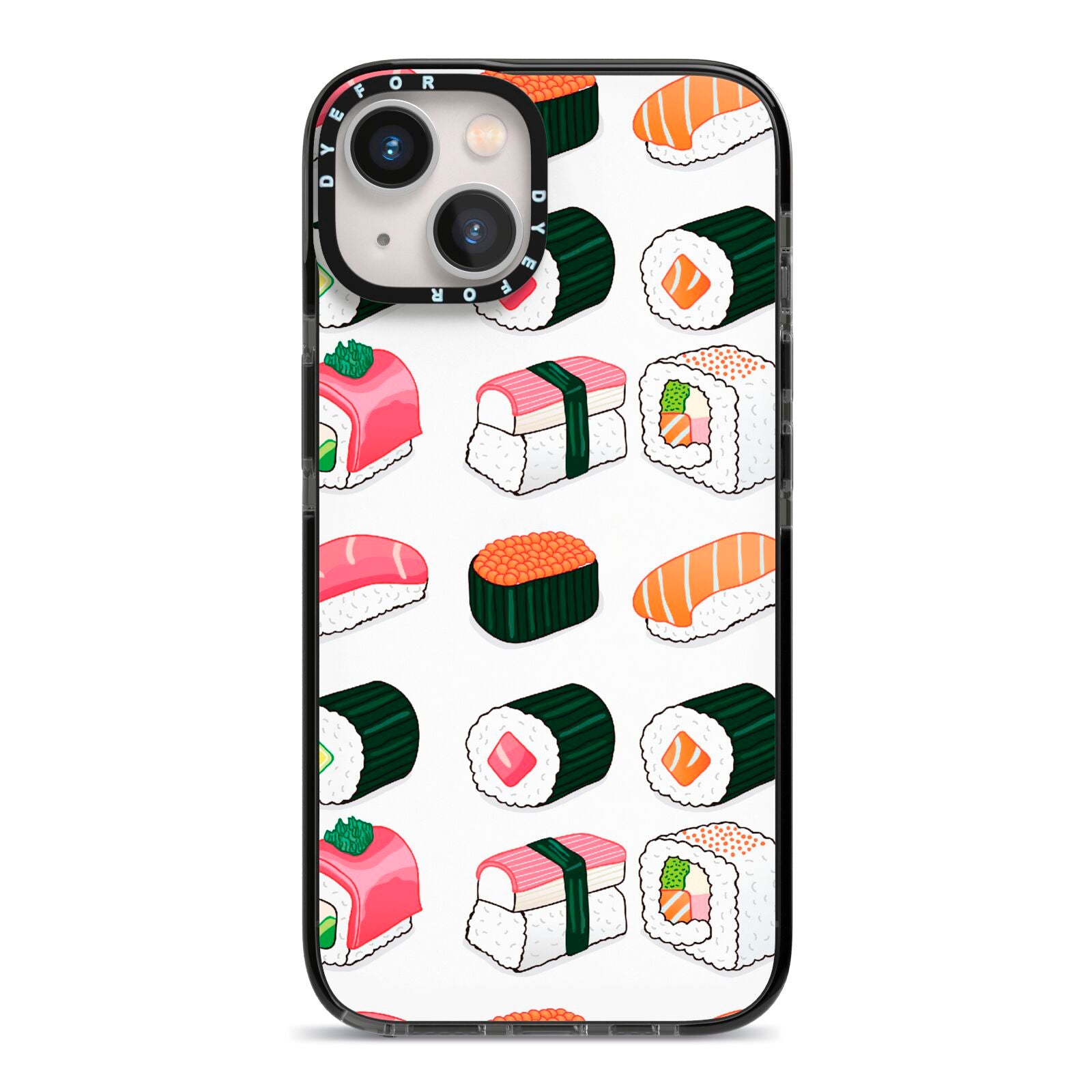 Sushi Pattern 2 iPhone 13 Black Impact Case on Silver phone