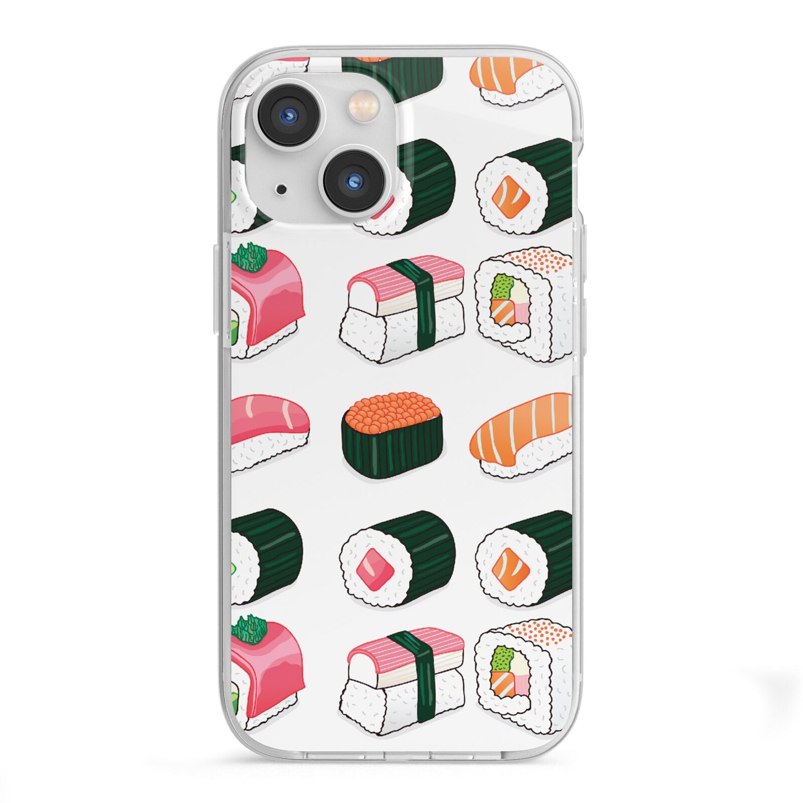Sushi Pattern 2 iPhone 13 Mini TPU Impact Case with White Edges