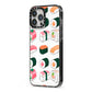 Sushi Pattern 2 iPhone 13 Pro Max Black Impact Case Side Angle on Silver phone