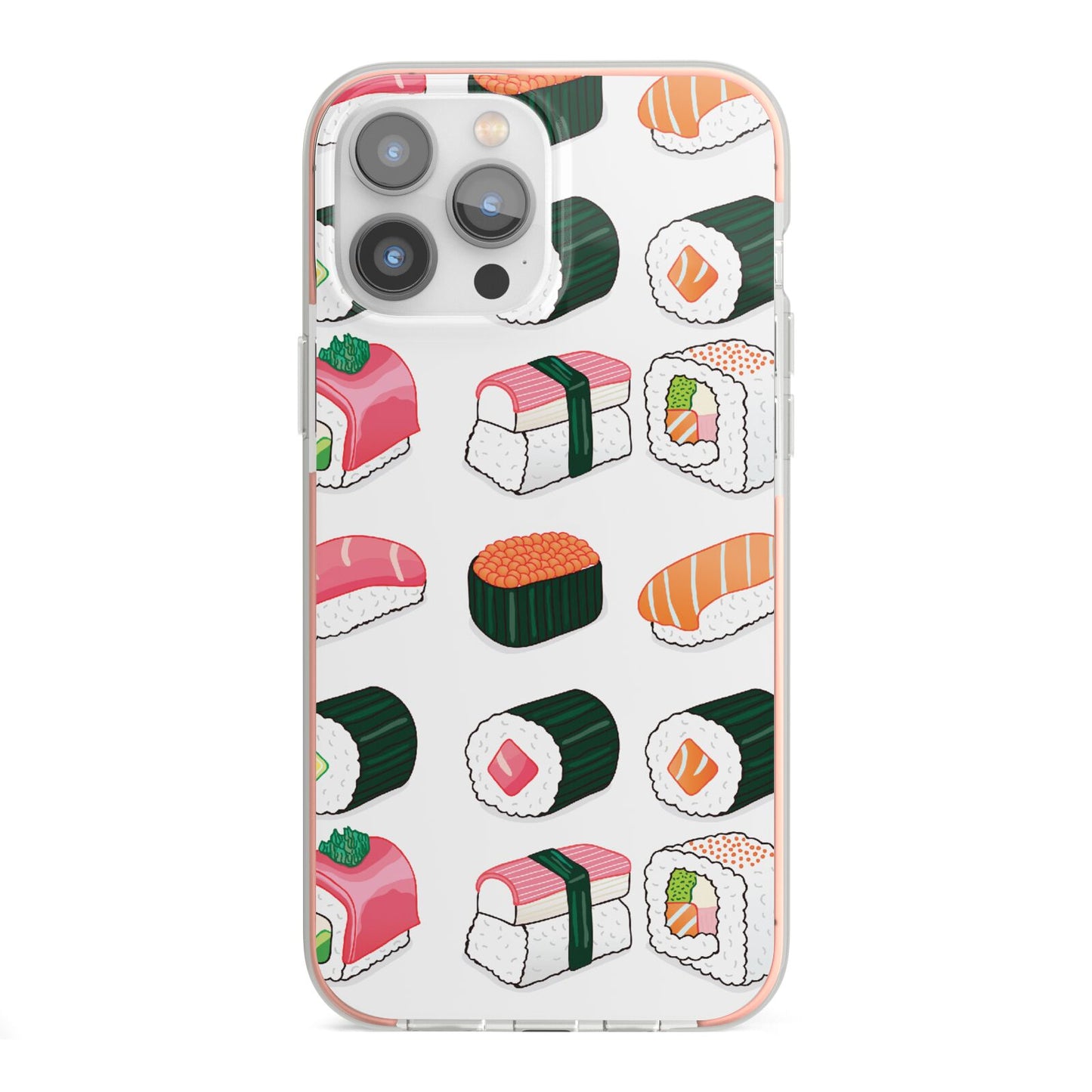 Sushi Pattern 2 iPhone 13 Pro Max TPU Impact Case with Pink Edges