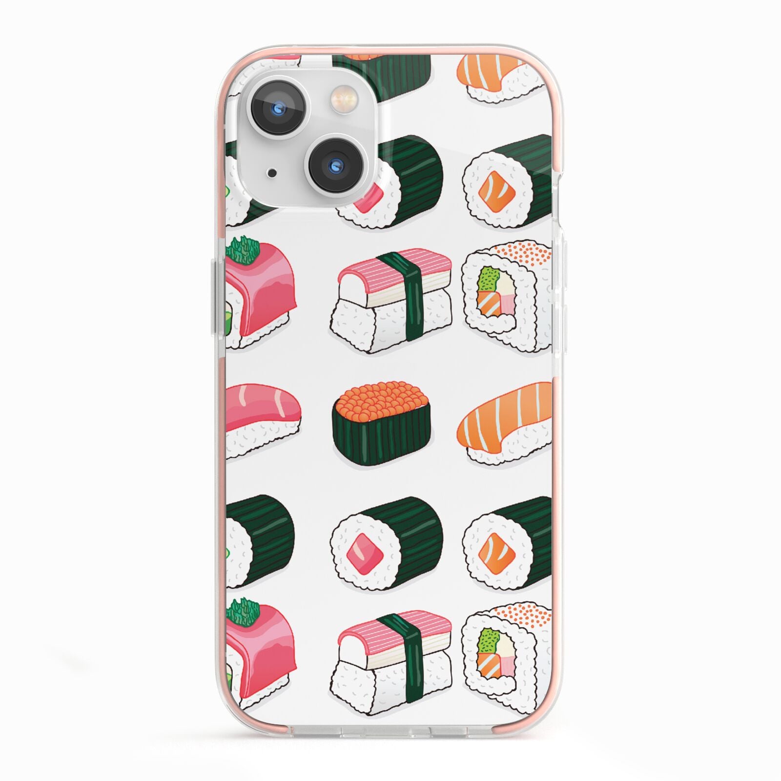 Sushi Pattern 2 iPhone 13 TPU Impact Case with Pink Edges