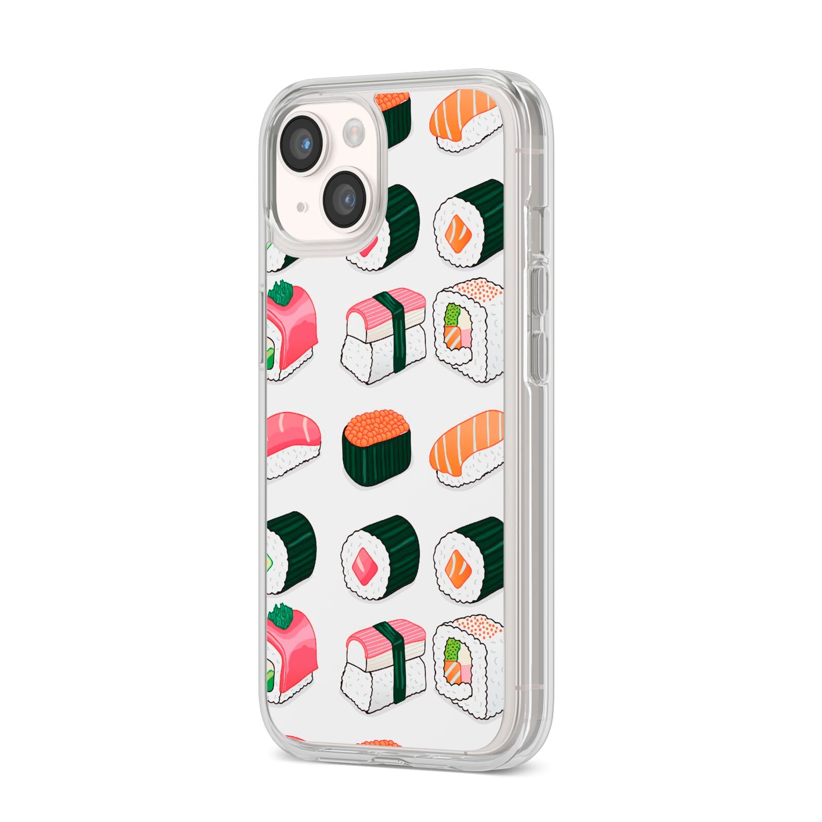 Sushi Pattern 2 iPhone 14 Clear Tough Case Starlight Angled Image