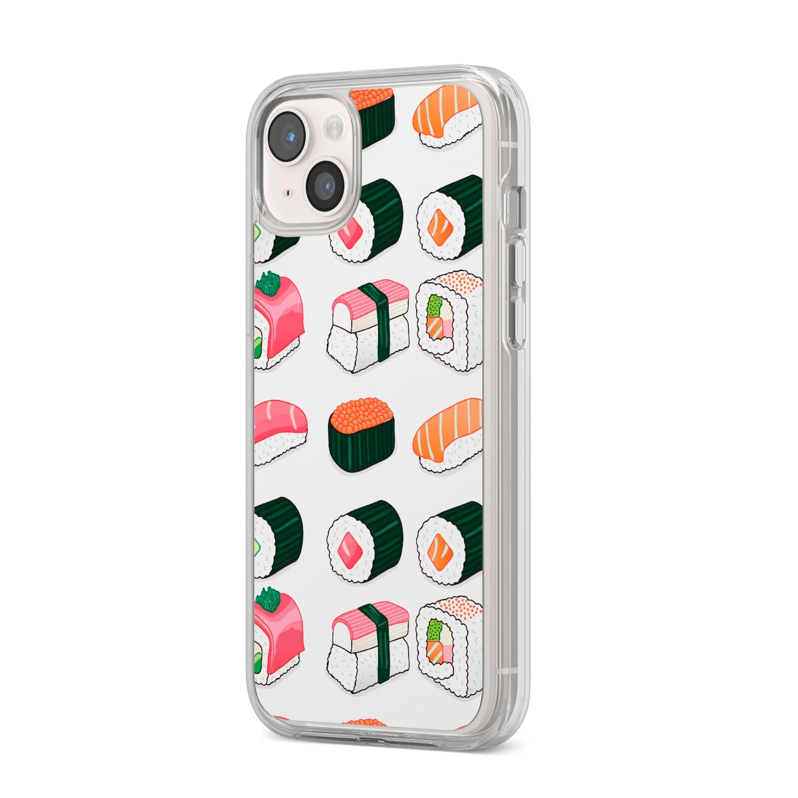 Sushi Pattern 2 iPhone 14 Plus Clear Tough Case Starlight Angled Image
