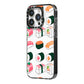 Sushi Pattern 2 iPhone 14 Pro Black Impact Case Side Angle on Silver phone