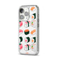 Sushi Pattern 2 iPhone 14 Pro Clear Tough Case Silver Angled Image