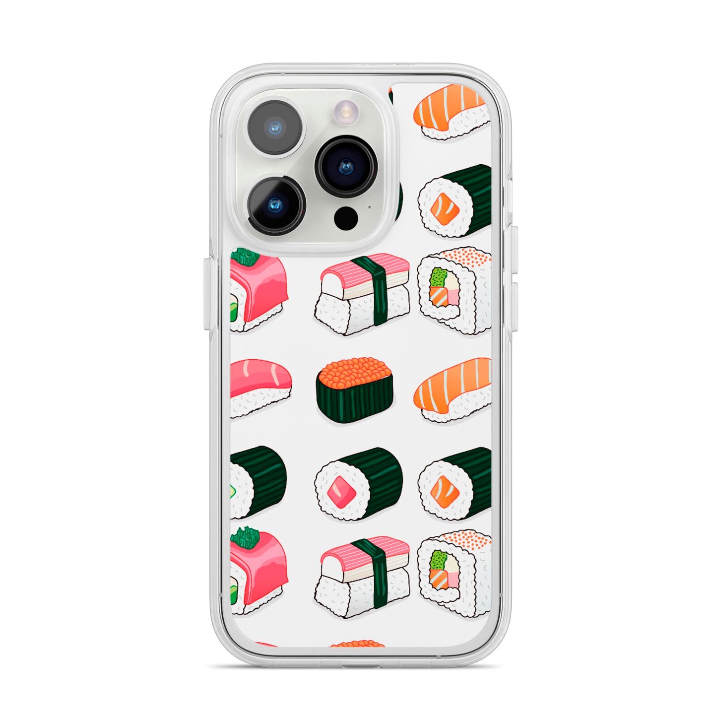 Sushi Pattern 2 iPhone 14 Pro Clear Tough Case Silver