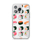 Sushi Pattern 2 iPhone 14 Pro Max Clear Tough Case Silver