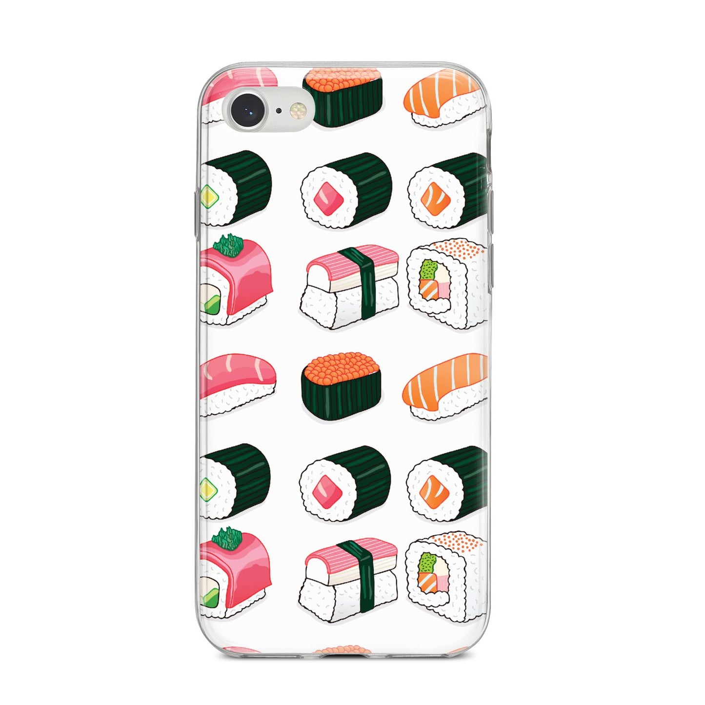 Sushi Pattern 2 iPhone 8 Bumper Case on Silver iPhone