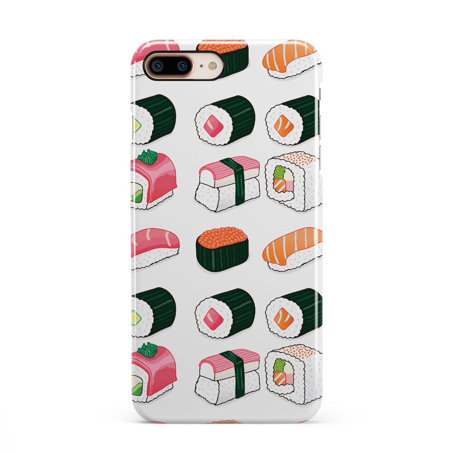 Sushi Pattern 2 iPhone 8 Plus 3D Snap Case on Gold Phone