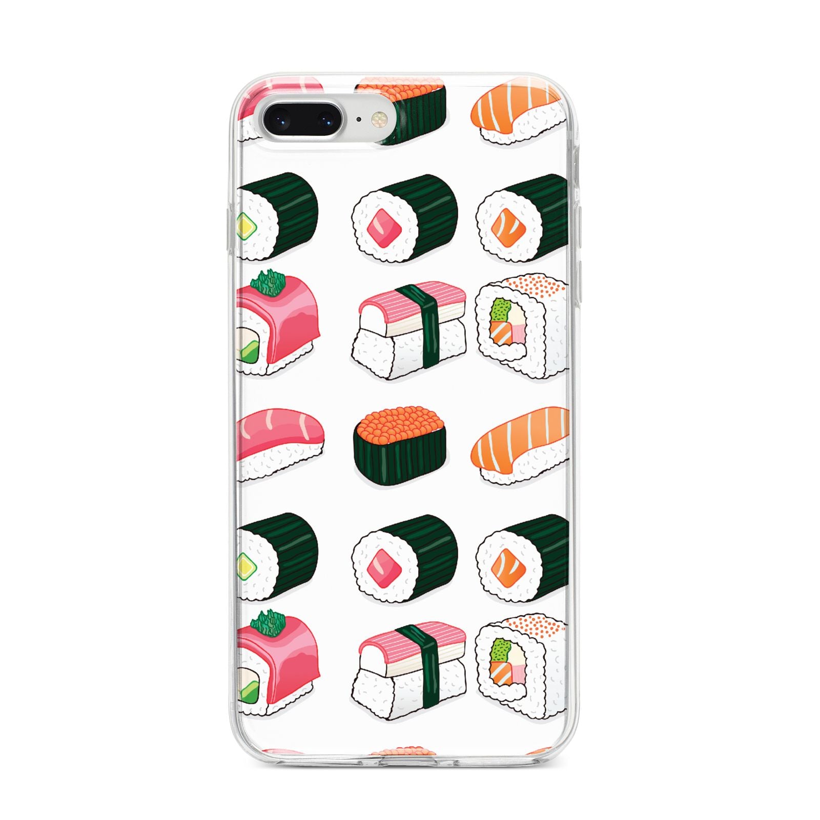 Sushi Pattern 2 iPhone 8 Plus Bumper Case on Silver iPhone