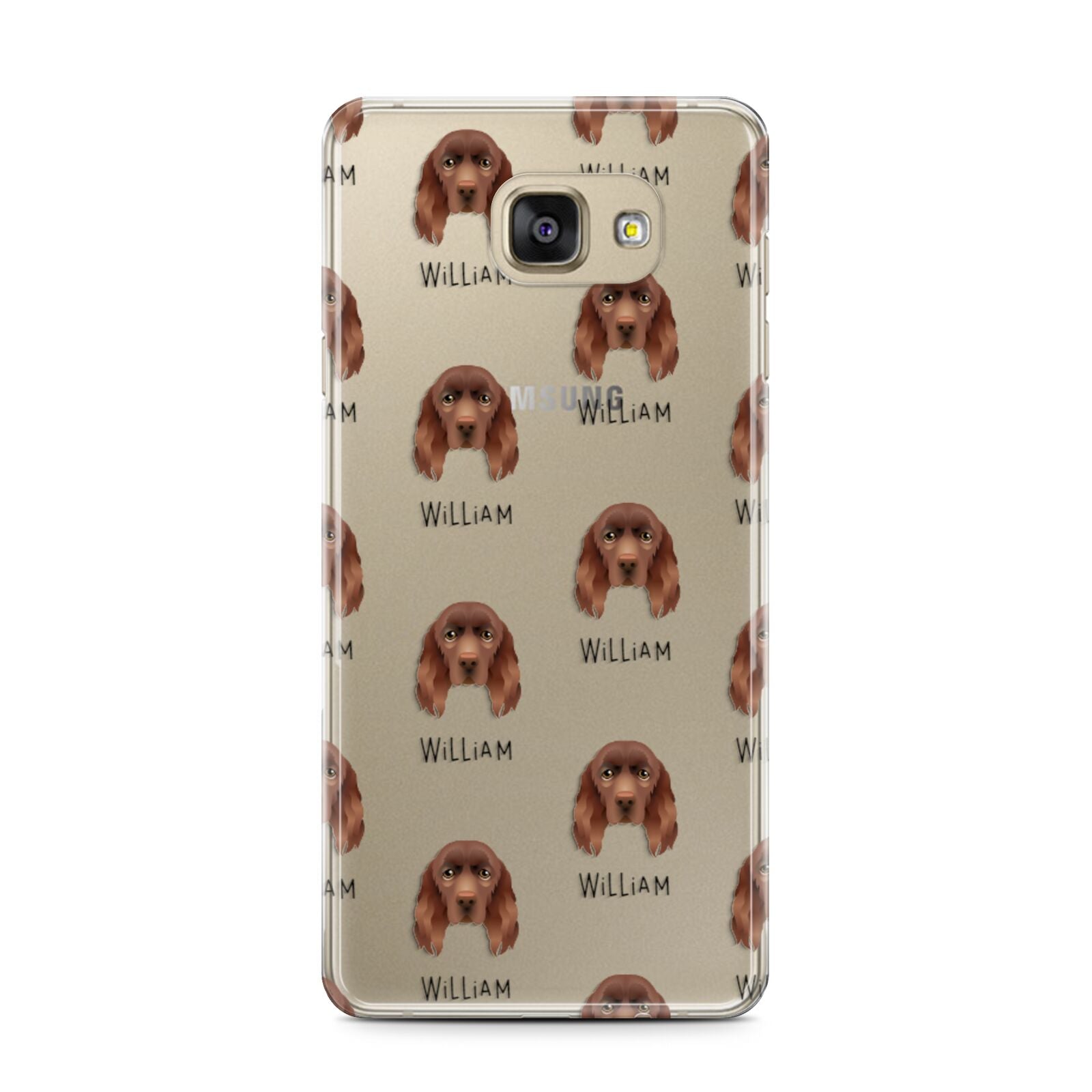 Sussex Spaniel Icon with Name Samsung Galaxy A7 2016 Case on gold phone