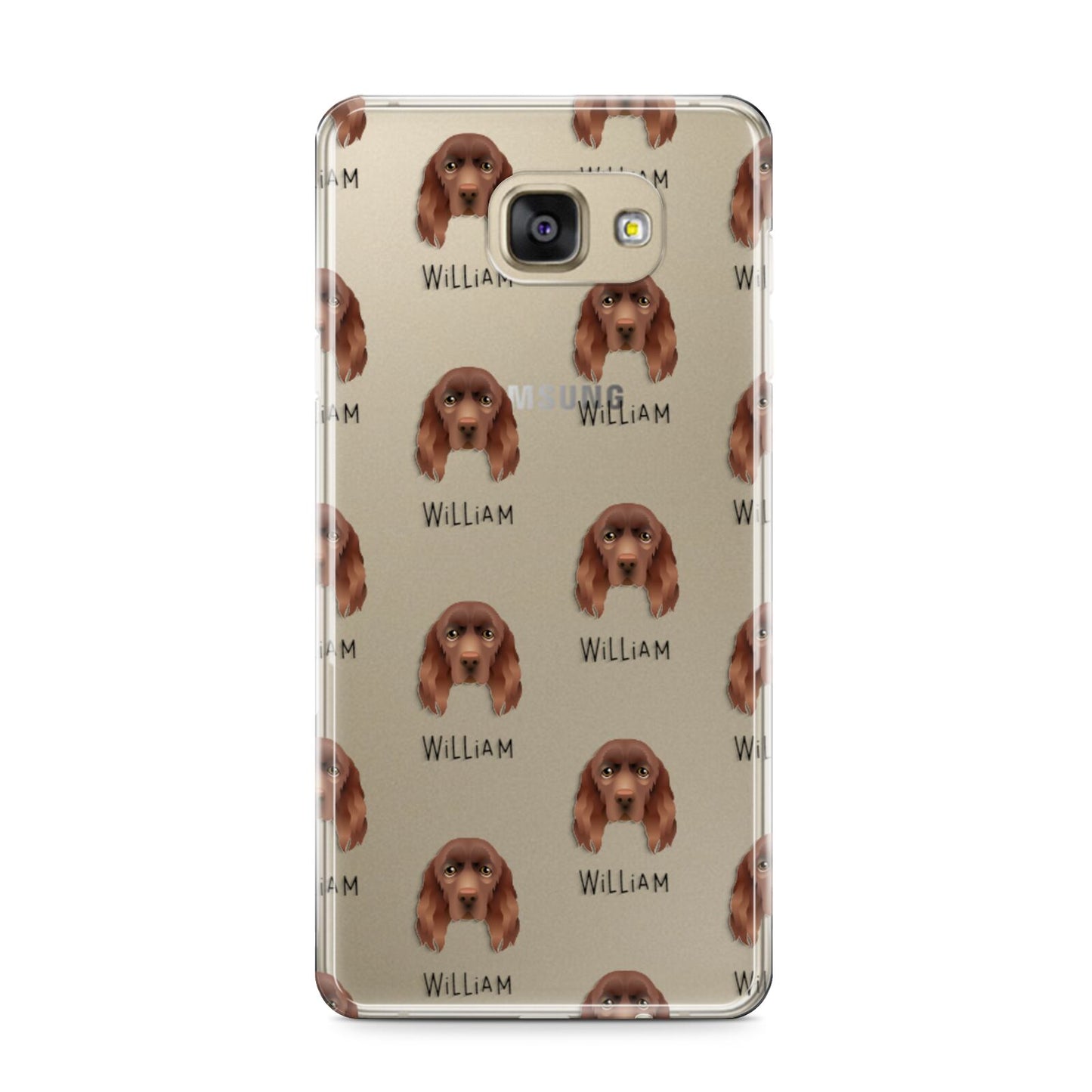 Sussex Spaniel Icon with Name Samsung Galaxy A9 2016 Case on gold phone