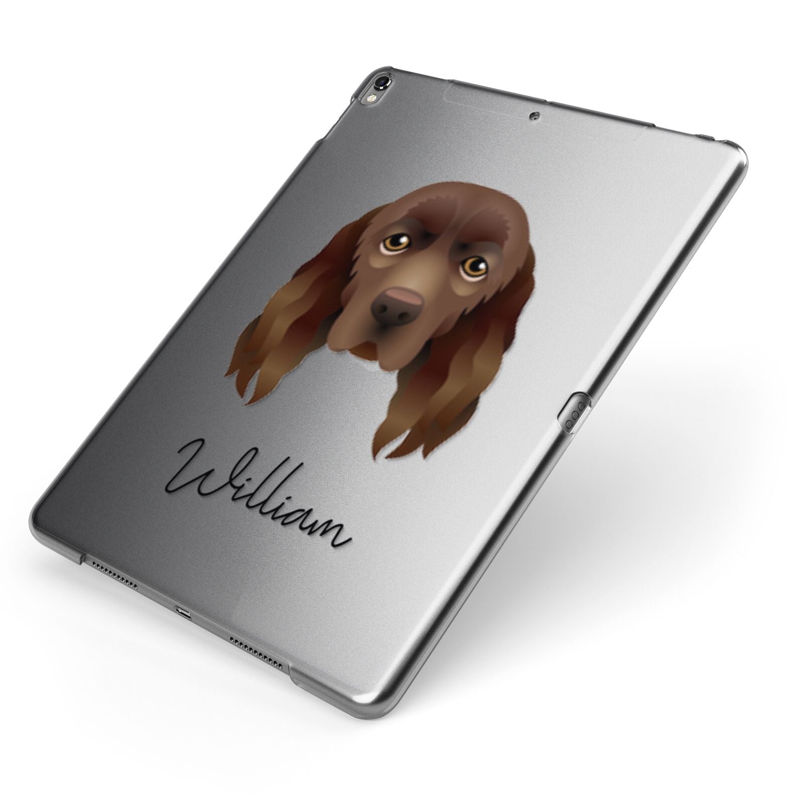 Sussex Spaniel Personalised Apple iPad Case on Grey iPad Side View