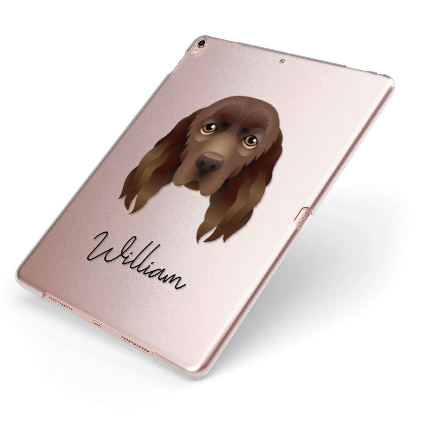 Sussex Spaniel Personalised Apple iPad Case on Rose Gold iPad Side View