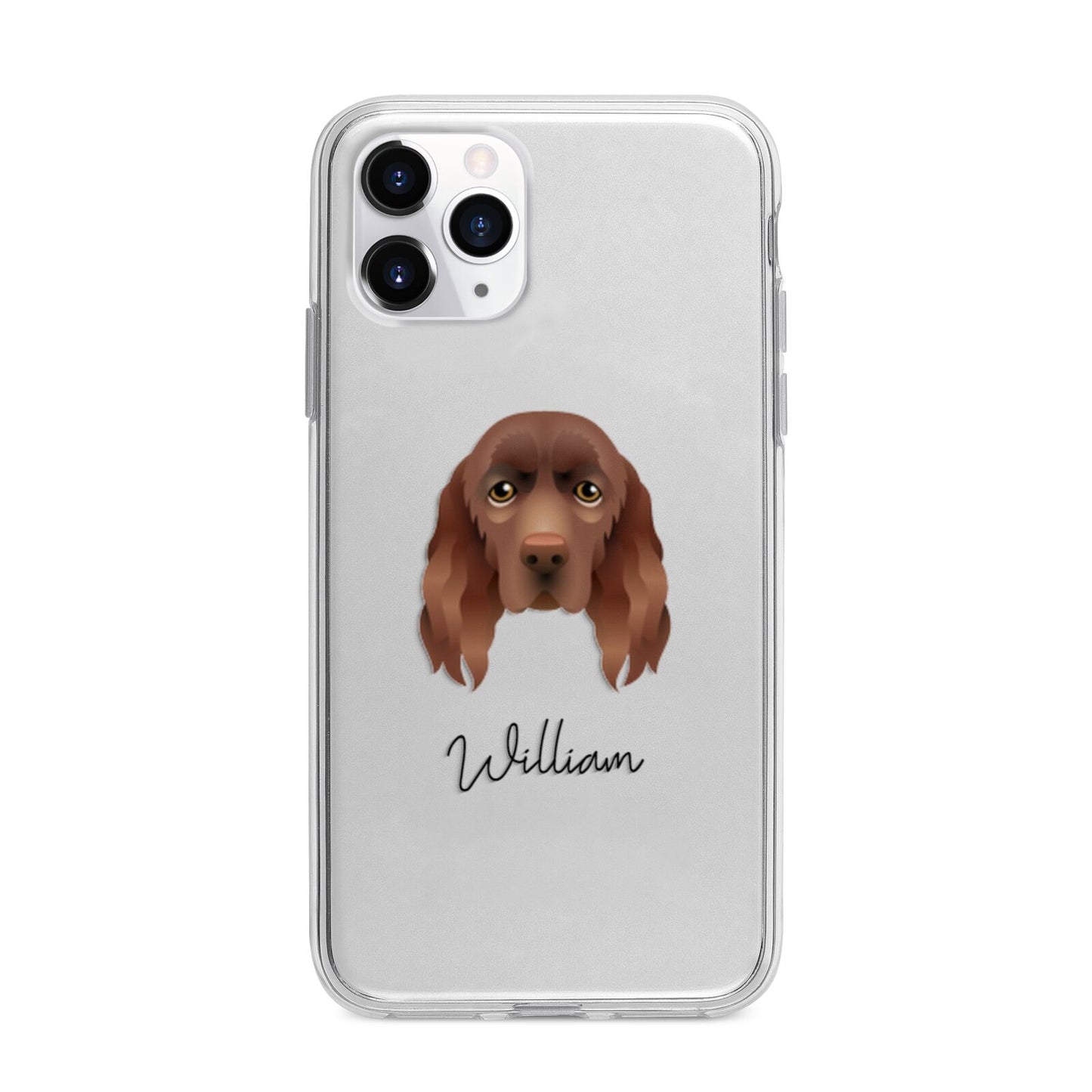 Sussex Spaniel Personalised Apple iPhone 11 Pro in Silver with Bumper Case