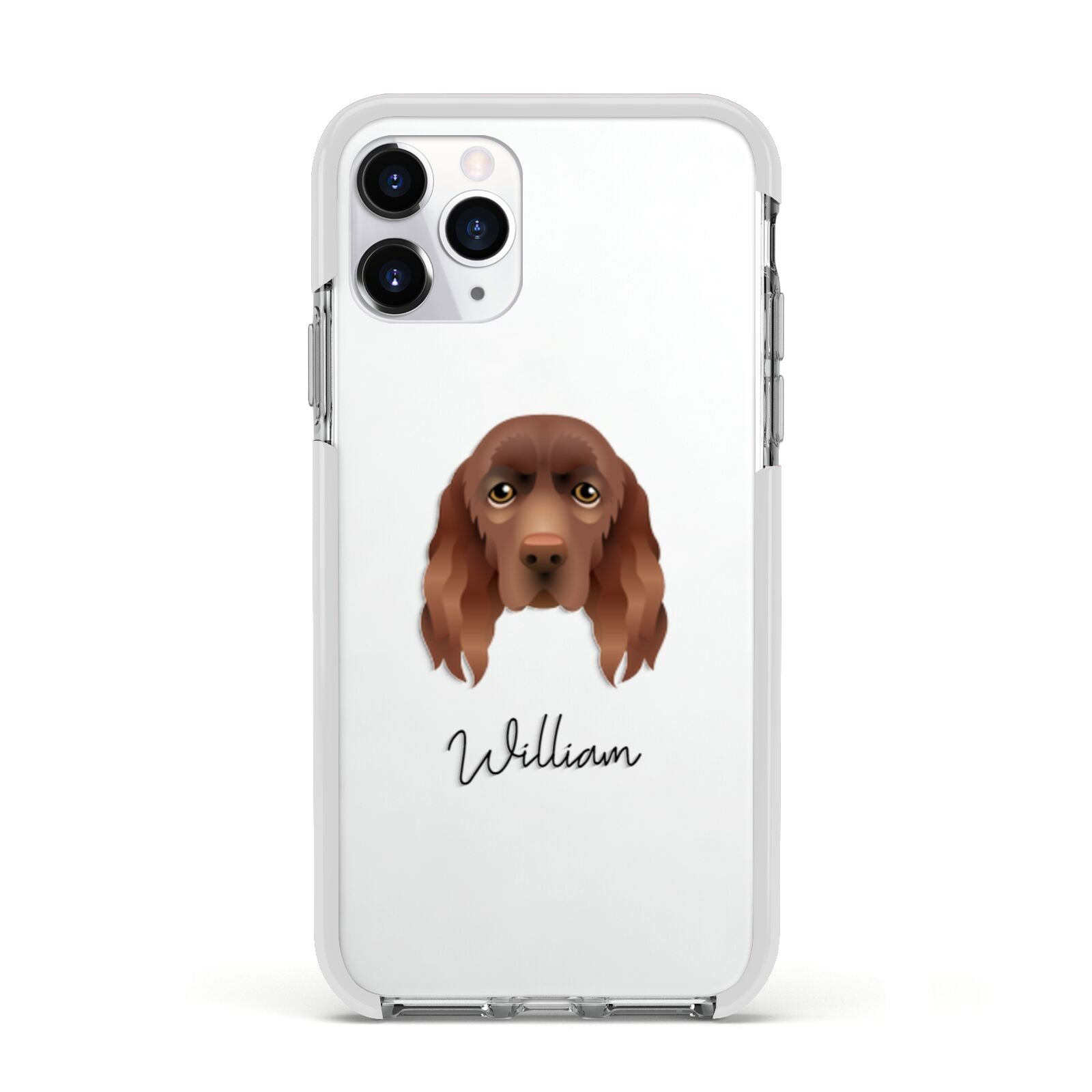 Sussex Spaniel Personalised Apple iPhone 11 Pro in Silver with White Impact Case