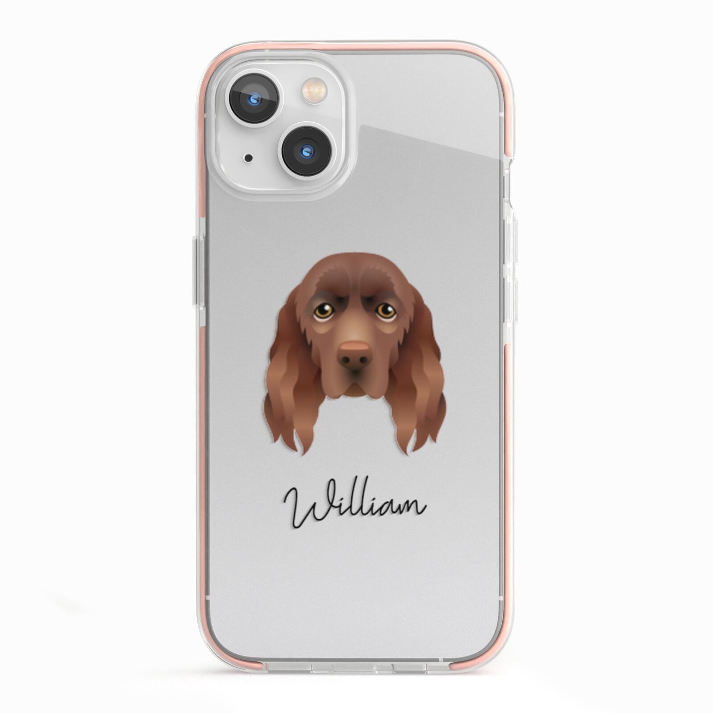 Sussex Spaniel Personalised iPhone 13 TPU Impact Case with Pink Edges